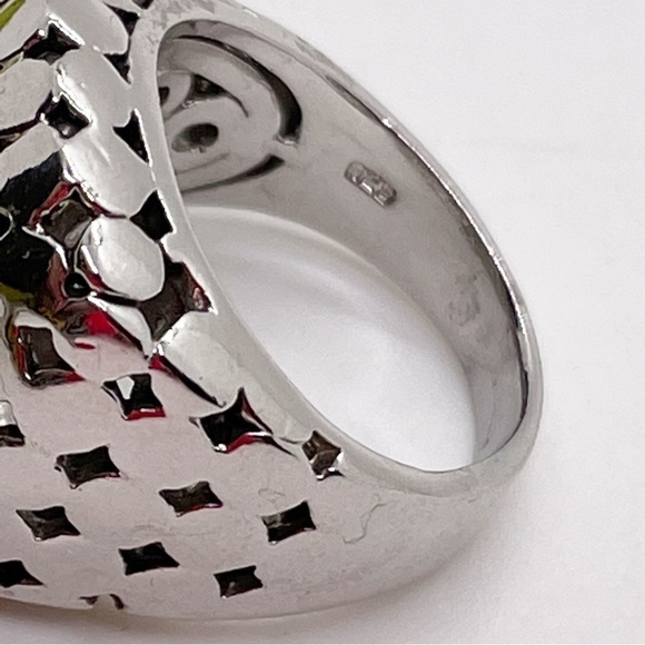 925 Sterling Silver Vintage Cubic Zirconia Dotted Square Ring Size 7 - Picture 7 of 10